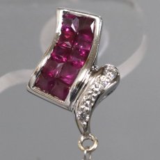 画像3: K18WG/Pt900ルビーダイヤモンドピアス R0.42×2 D0.17×2 3.2g (3)