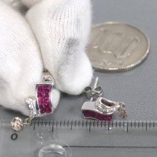 画像9: K18WG/Pt900ルビーダイヤモンドピアス R0.42×2 D0.17×2 3.2g (9)