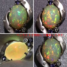 画像4: 若林佐代子 K18WGオパールダイヤモンドタンザナイトペンダント O3.13 D0.10 6.1g AJ付44cm 保証書 (4)