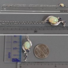 画像9: 若林佐代子 K18WGオパールダイヤモンドタンザナイトペンダント O3.13 D0.10 6.1g AJ付44cm 保証書 (9)