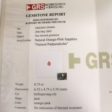 画像10: K18WG/YGパパラチアサファイアダイヤモンドペンダントトップ 馬蹄モチーフ PS0.75 D0.12 4.3g 鑑別書 (10)