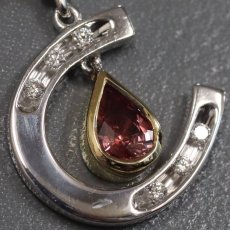 画像4: K18WG/YGパパラチアサファイアダイヤモンドペンダントトップ 馬蹄モチーフ PS0.75 D0.12 4.3g 鑑別書 (4)