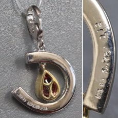 画像5: K18WG/YGパパラチアサファイアダイヤモンドペンダントトップ 馬蹄モチーフ PS0.75 D0.12 4.3g 鑑別書 (5)