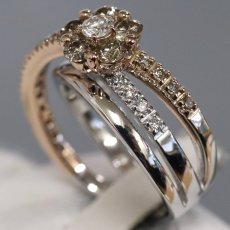 画像2: ポンテヴェキオ K18WG/PGダイヤモンドリング フラワーモチーフ D0.90 8.9g #11 (2)