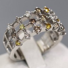 画像1: ミキモト Pt950マルチカラーダイヤモンドリング D0.74 9.6g #11 (1)