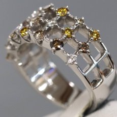 画像2: ミキモト Pt950マルチカラーダイヤモンドリング D0.74 9.6g #11 (2)