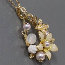 画像2: ミキモト K18パールダイヤモンドペンダント フラワーモチーフ 11.6g 44cm (2)