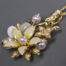 画像3: ミキモト K18パールダイヤモンドペンダント フラワーモチーフ 11.6g 44cm (3)
