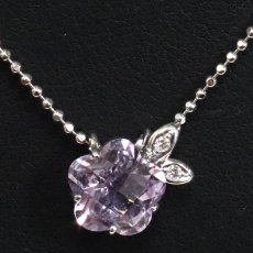 画像7: タサキ K18WGアメジストダイヤモンドネックレス フラワーモチーフ D0.02 4.1g 39cm (7)