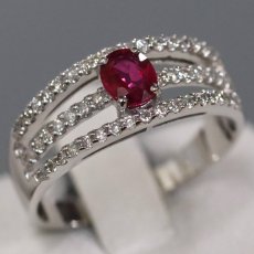 画像1: K18WGルビーダイヤモンドリング R0.36 D0.24 3.0g #10.5 鑑別書 (1)