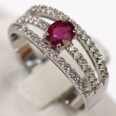 画像4: K18WGルビーダイヤモンドリング R0.36 D0.24 3.0g #10.5 鑑別書 (4)
