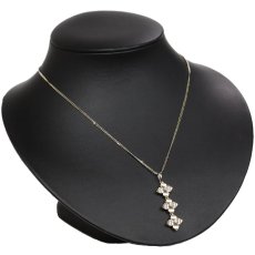 画像5: K18YG/WGダイヤモンドペンダント フラワーモチーフ 2連チェーン D0.20 7.0g AJ付45cm (5)