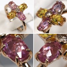 画像4: K18PGイエロー/パープルサファイアダイヤモンドリング S1.63 D0.06 3.8g #12 (4)