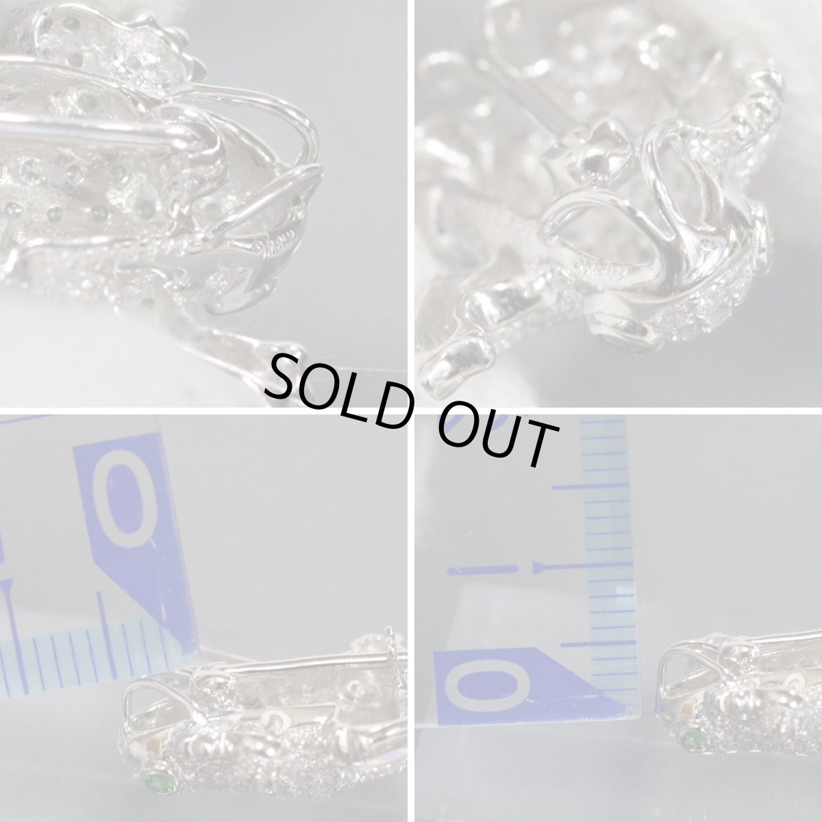 画像7: K18WGダイヤモンドグリーンガーネットペンダントトップ/ブローチ カエルモチーフ D0.88 G0.05 3.7g (7)