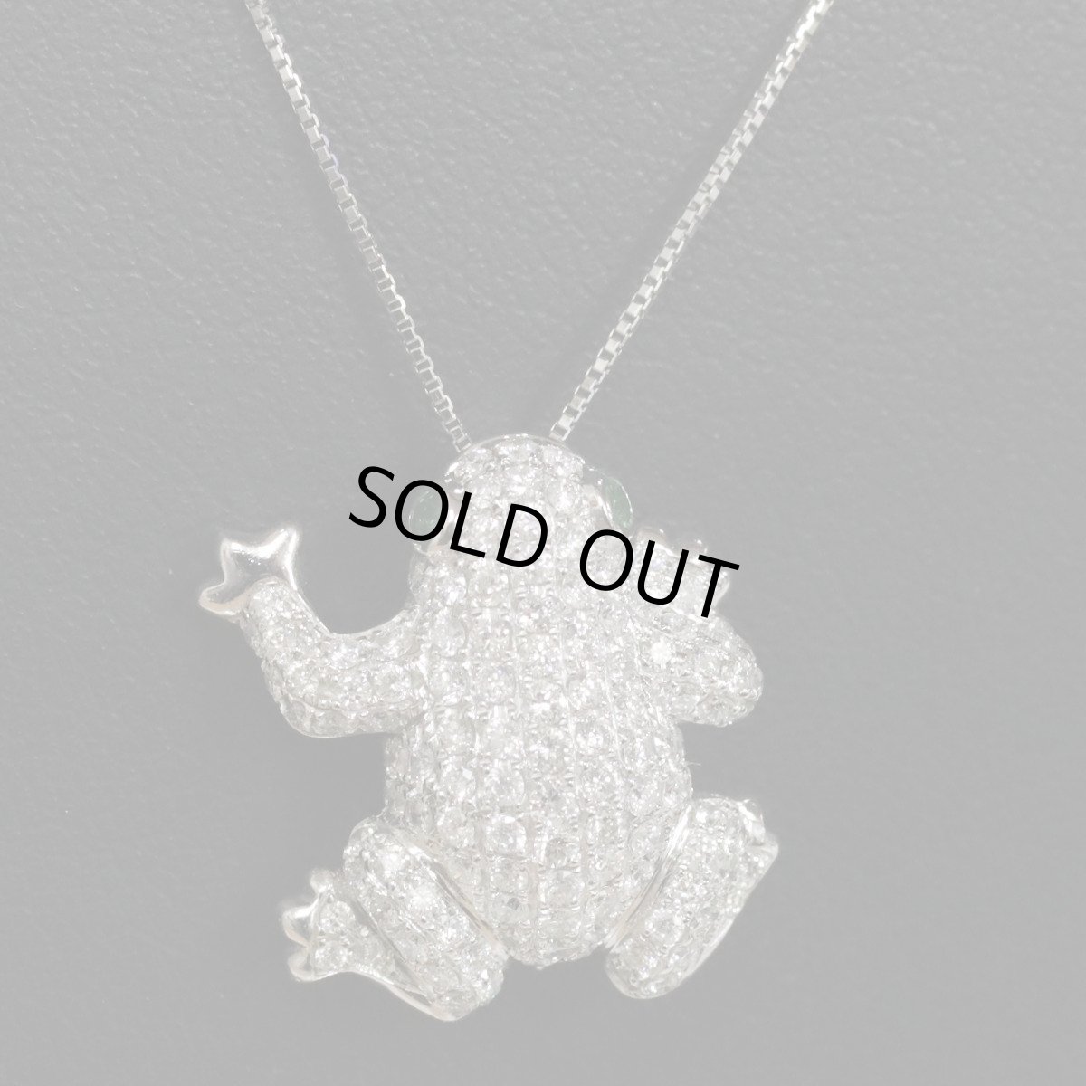 画像9: K18WGダイヤモンドグリーンガーネットペンダントトップ/ブローチ カエルモチーフ D0.88 G0.05 3.7g (9)