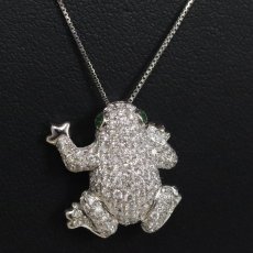 画像9: K18WGダイヤモンドグリーンガーネットペンダントトップ/ブローチ カエルモチーフ D0.88 G0.05 3.7g (9)