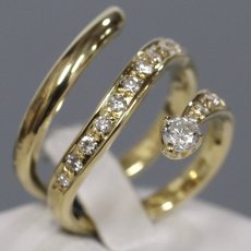 画像1: K18ダイヤモンドリング D0.13 D0.25 7.4g #10 鑑別カード (1)