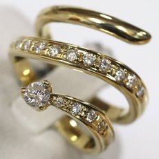 画像4: K18ダイヤモンドリング D0.13 D0.25 7.4g #10 鑑別カード (4)