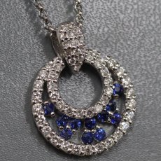 画像1: Pt900/850サファイアダイヤモンドペンダント S0.68 D1.00 13.8g 40cm (1)