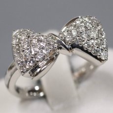 画像1: Pt900ダイヤモンドリング リボンモチーフ D0.54 7.7g #12.5 (1)