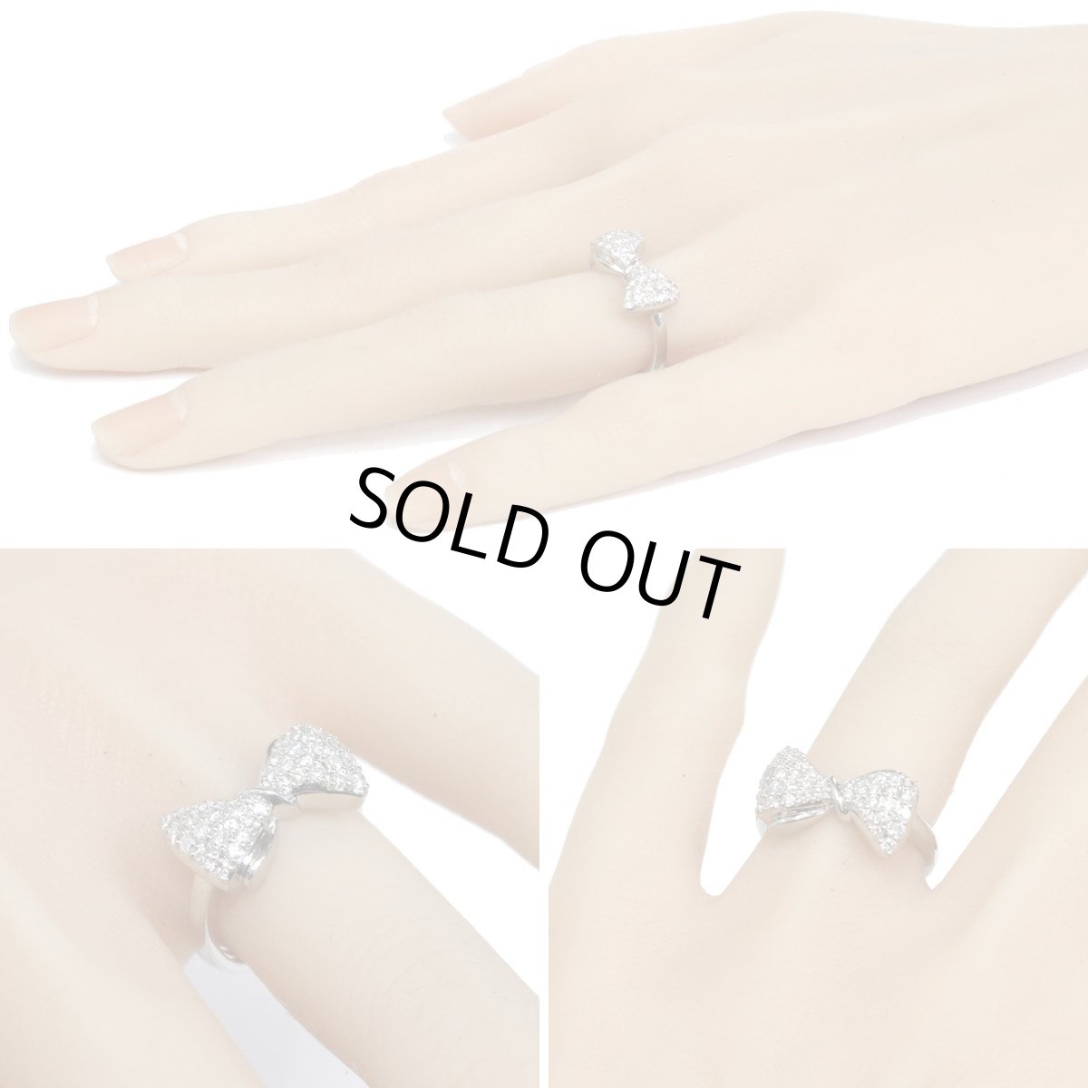 画像10: Pt900ダイヤモンドリング リボンモチーフ D0.54 7.7g #12.5 (10)