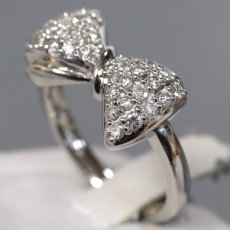 画像2: Pt900ダイヤモンドリング リボンモチーフ D0.54 7.7g #12.5 (2)