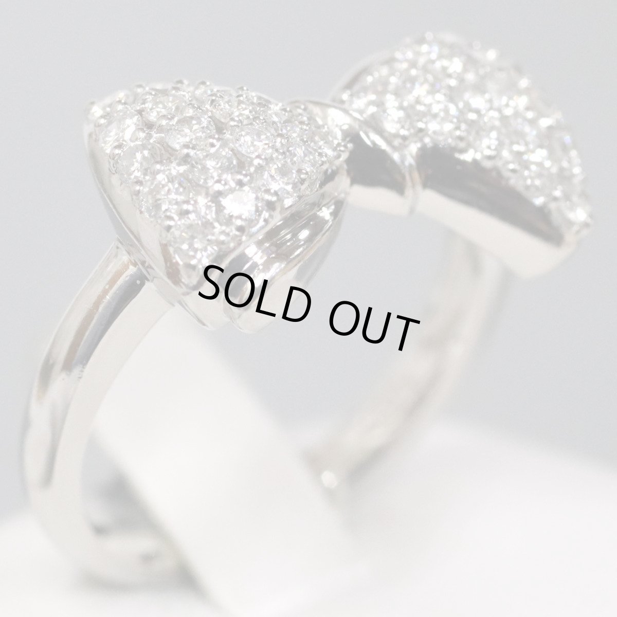 画像3: Pt900ダイヤモンドリング リボンモチーフ D0.54 7.7g #12.5 (3)