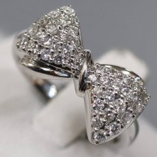 画像4: Pt900ダイヤモンドリング リボンモチーフ D0.54 7.7g #12.5 (4)