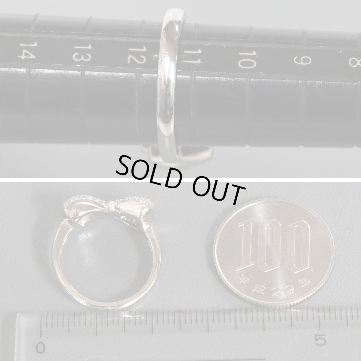 画像8: Pt900ダイヤモンドリング リボンモチーフ D0.54 7.7g #12.5 (8)