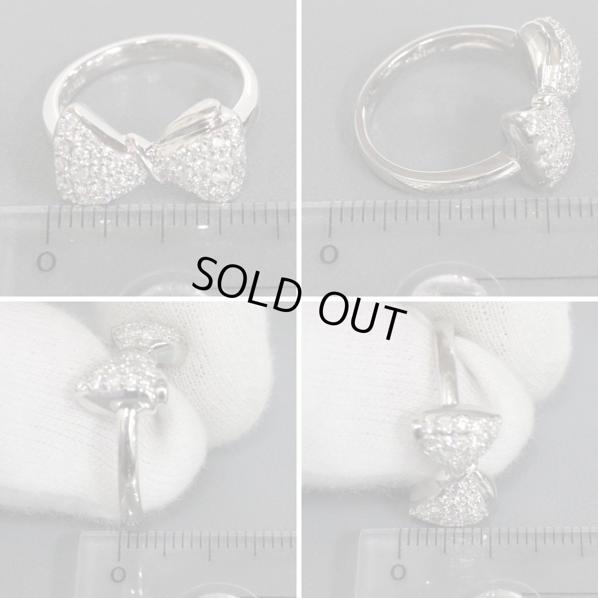 画像9: Pt900ダイヤモンドリング リボンモチーフ D0.54 7.7g #12.5 (9)