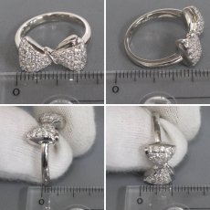 画像9: Pt900ダイヤモンドリング リボンモチーフ D0.54 7.7g #12.5 (9)