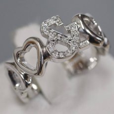 画像1: ピンキー&ダイアン 750WGダイヤモンドリング ハートモチーフ D0.07 5.2g #12 (1)