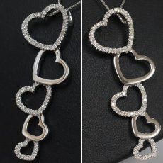 画像7: 750/K18WGダイヤモンドペンダント ハートモチーフ D0.35 5.7g AJ付45cm (7)