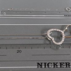 画像9: 750/K18WGダイヤモンドペンダント ハートモチーフ D0.35 5.7g AJ付45cm (9)