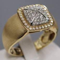 画像1: ジーエスティーヴィー K18YG/WGダイヤモンドリング D0.45 8.7g #20 (1)