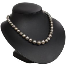 画像1: グレーパールネックレス シルバー金具 7.8-12.0mm 40cm (1)