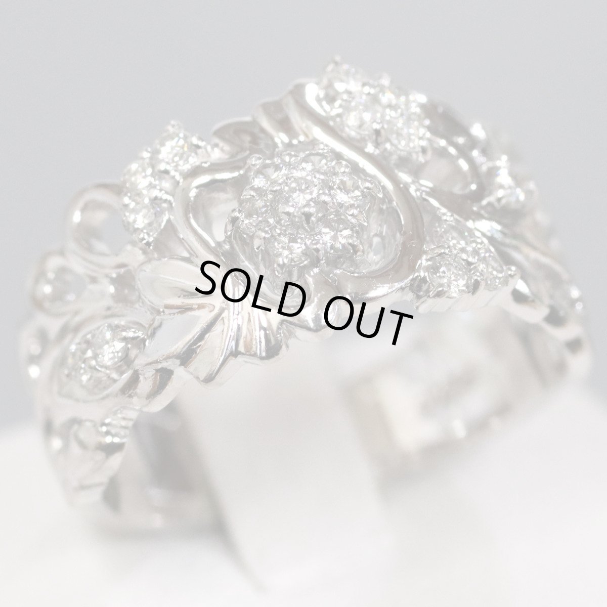 画像1: Pt900ダイヤモンドリング フラワーモチーフ D0.27 9.6g #11 (1)