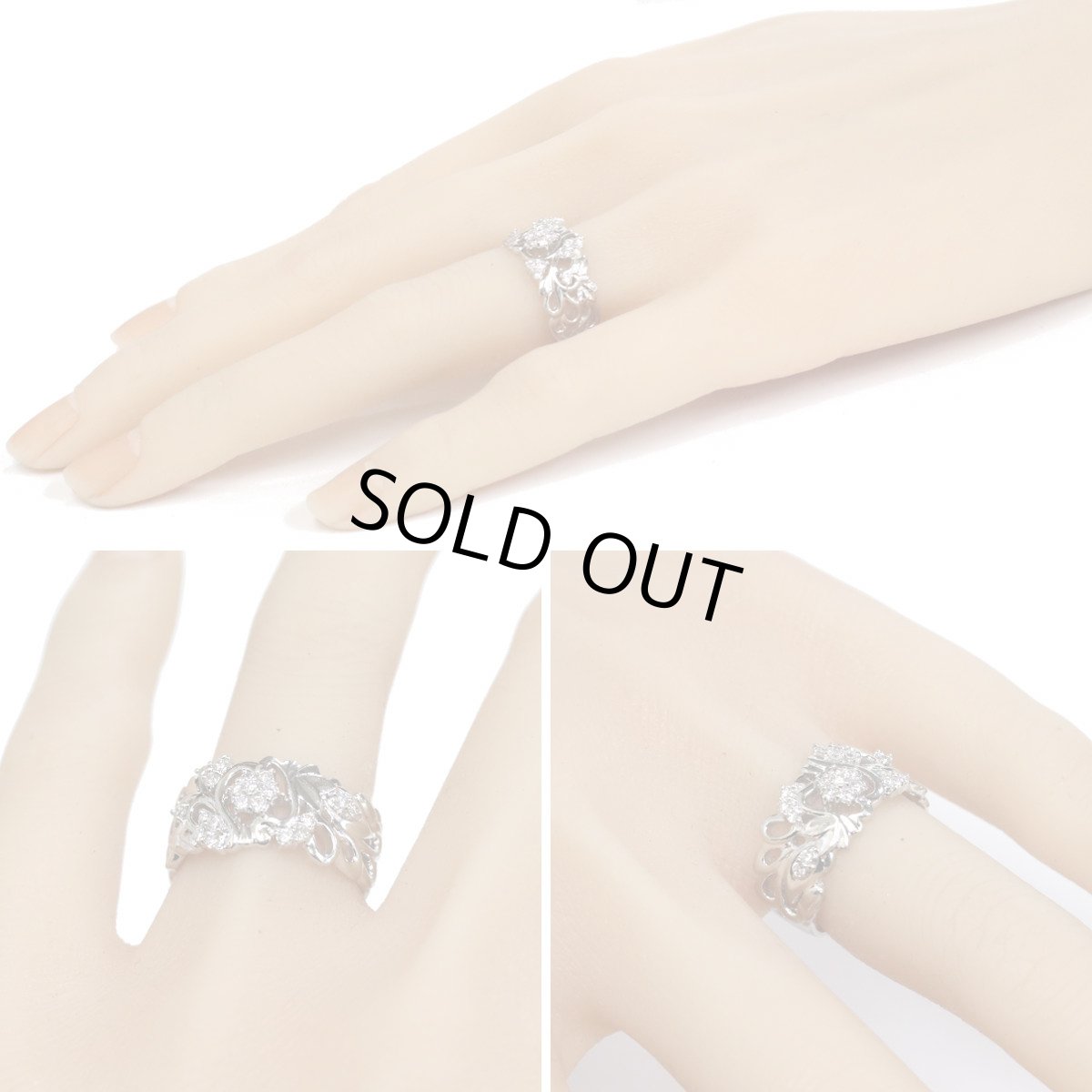 画像10: Pt900ダイヤモンドリング フラワーモチーフ D0.27 9.6g #11 (10)