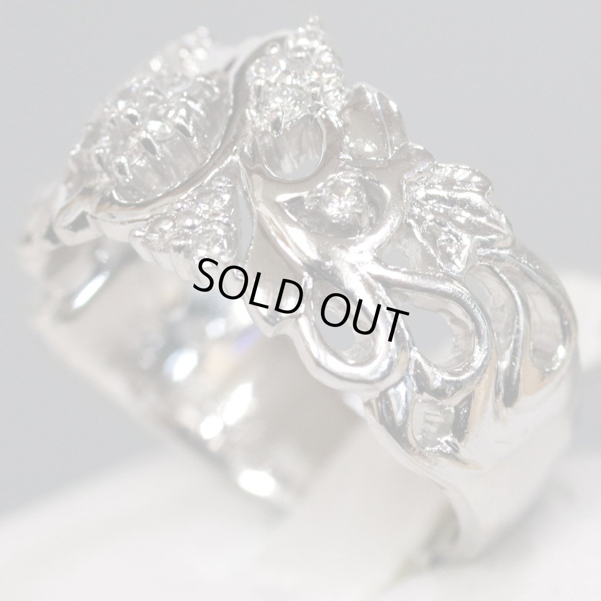 画像3: Pt900ダイヤモンドリング フラワーモチーフ D0.27 9.6g #11 (3)