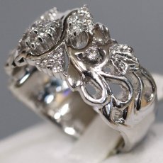 画像3: Pt900ダイヤモンドリング フラワーモチーフ D0.27 9.6g #11 (3)