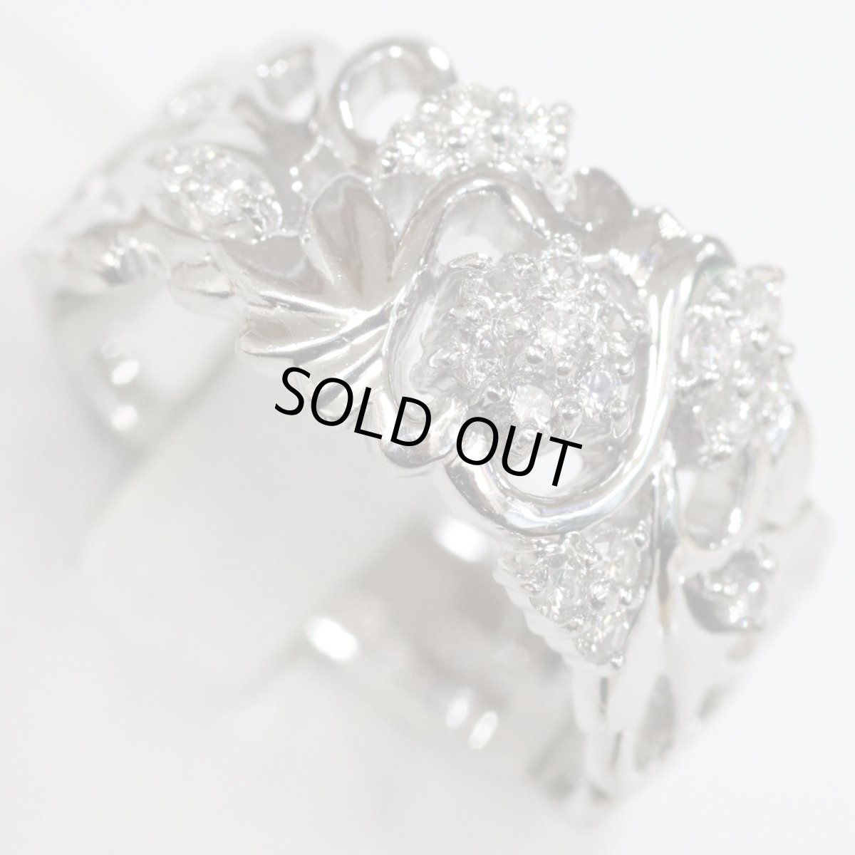 画像4: Pt900ダイヤモンドリング フラワーモチーフ D0.27 9.6g #11 (4)