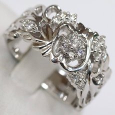 画像4: Pt900ダイヤモンドリング フラワーモチーフ D0.27 9.6g #11 (4)