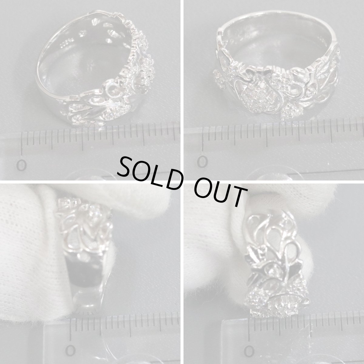 画像9: Pt900ダイヤモンドリング フラワーモチーフ D0.27 9.6g #11 (9)