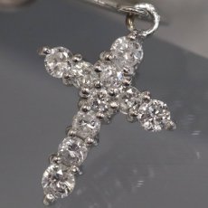 画像4: Pt900ダイヤモンドイヤリング クロスモチーフ D0.15×2 2.2g (4)