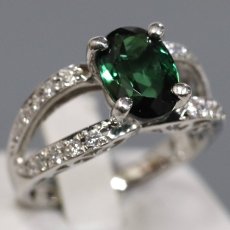画像1: Pt900グリーントルマリンダイヤモンドリング T2.59 D0.30 7.7g #14 (1)