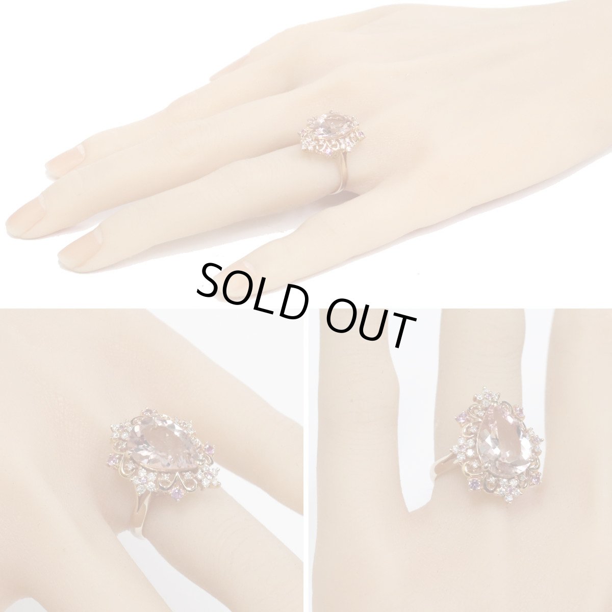 画像10: K18PGモルガナイトダイヤモンドサファイアリング M3.96 D0.33 S0.20 5.8g #10 (10)