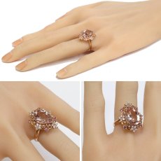 画像10: K18PGモルガナイトダイヤモンドサファイアリング M3.96 D0.33 S0.20 5.8g #10 (10)