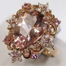 画像4: K18PGモルガナイトダイヤモンドサファイアリング M3.96 D0.33 S0.20 5.8g #10 (4)