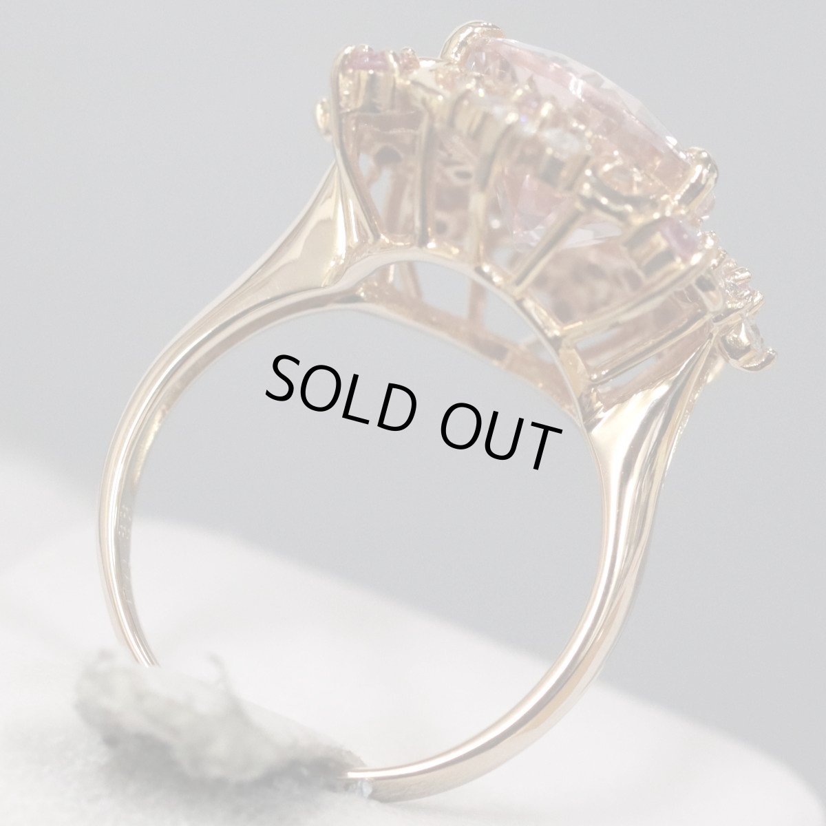 画像5: K18PGモルガナイトダイヤモンドサファイアリング M3.96 D0.33 S0.20 5.8g #10 (5)