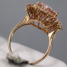 画像5: K18PGモルガナイトダイヤモンドサファイアリング M3.96 D0.33 S0.20 5.8g #10 (5)